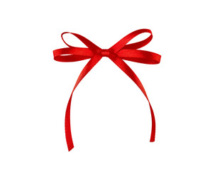 Red ribbon bow isolated on white