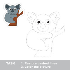 Koala to be traced. Vector trace game.