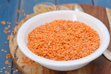 red lentils in white bowl