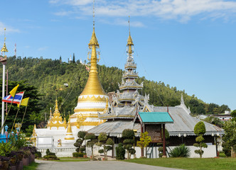 Fototapeta premium Wat Chong Klang, Burmese style temple in Mae Hong Son, Thailand