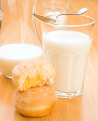 breakfast; pastries filled with cream chocolate and milk