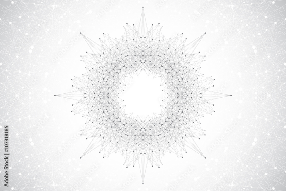 Poster geometric abstract form with connected lines and dots. vector illustration