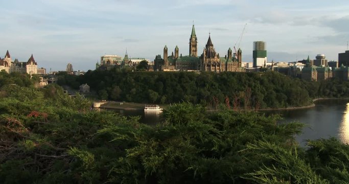 Canadian Parliament in Ottawa, view of the side facing Quebec and the Ottawa river
