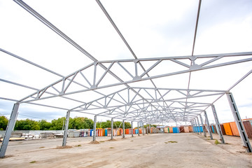 metal frame of an industrial building