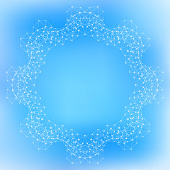 Geometric abstract form with connected lines and dots. Vector illustration