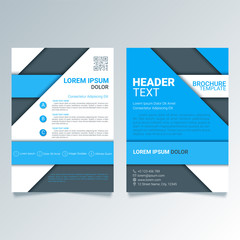 Creative blue brochure vector template in A4 size. Modern poster, flyer business template, trendy report cover in a material design style. Abstract geometrical vector illustration