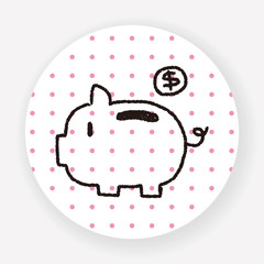 Piggybank doodle drawing
