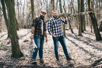 Two bearded men in the wood