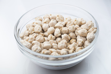 chickpeas on white background