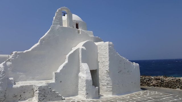 Mykonos, Greece - Summer 2015. Paraportiani Church. The Church of Panagia Paraportiani at Kastro area, in the town of Mykonos, between Little Venice and the old port.