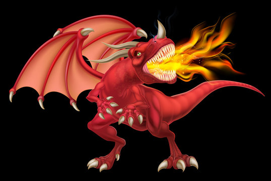 Red Dragon Breathing Fire