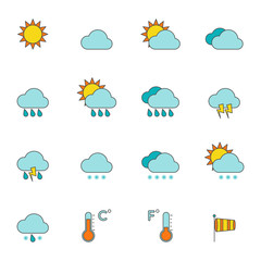 Weather outline icons flat