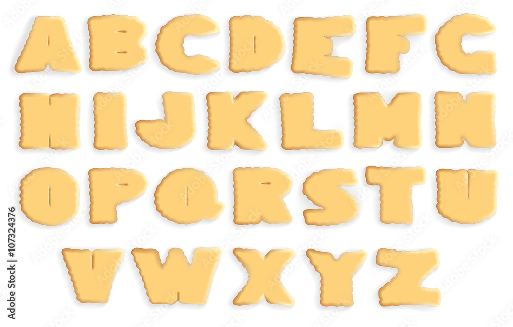 Fototapete vector set of appetizing letters of cracker biscuits