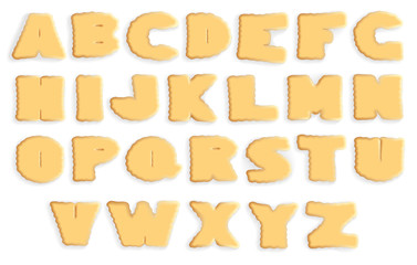 Vector set of appetizing letters of cracker biscuits