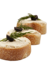 baguette slices with dill and olive