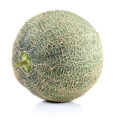 Ripe cantaloupe melon on white background