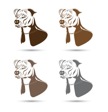 staffordshire terrier dog silhouette set