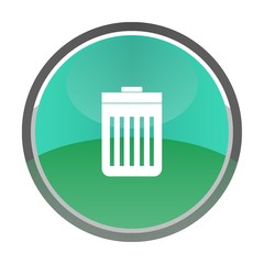 Poubelle dans un bouton vert