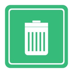 Poubelle dans un panneau vert