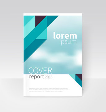 Cover design. Brochure, flyer, annual report cover template. a4 size. modern Geometric Abstract background. blue and green diagonal lines. vector-stock 