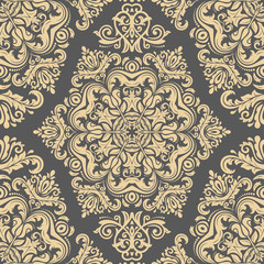 Damask seamless golden ornament. Traditional pattern. Classic oriental background