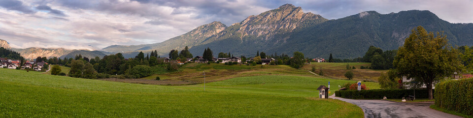 Fototapeta na wymiar Panoramic image of he Hochstaufen mountain. Located in the north