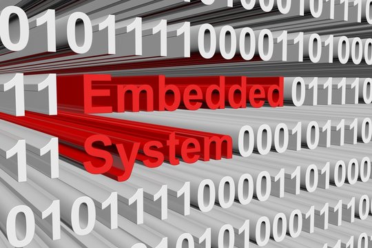 embedded system in the form of binary code, 3D illustration
