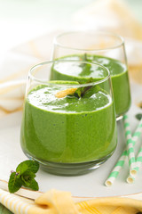 Green  milkshake with mint.