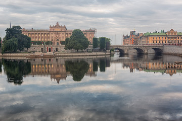 Parliament building in Stockholm, famous landmark.