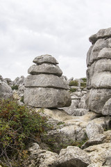 background landscape view of the layered rocks in the Torcal de Antequera natural park in Andalusia, Spain