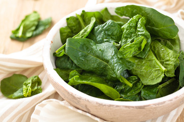 Fresh spinach leaves.