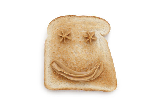 smiling peanut butter sandwich