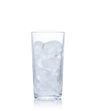 A glass with ice isolated on white background.