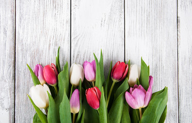 bouquet of fresh spring tulips