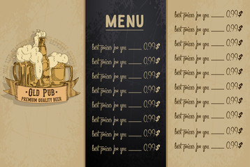 Template for restaurant menu