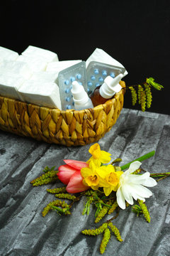 Allergy relief concept, seasonal allergens - pollen and flowers