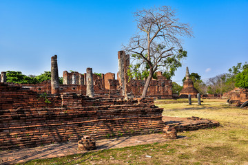Fototapeta na wymiar Ancient wall of Wat Phra Sri Sanphet the world heritage site in ayutthaya, Thailand