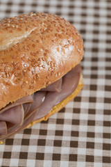 cropped image of a delicious ham sandwich