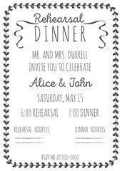 Vintage Wedding Invitation. Rehearsal dinner.