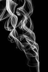 Smoke abstract, isolated on black background.