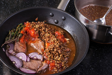 lentils and meats