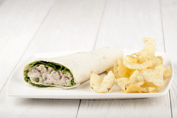 salmon salad roll with dried potato