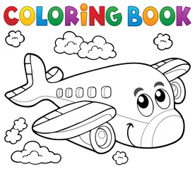 Papier Peint photo Lavable Pour enfants Coloring book airplane theme 2