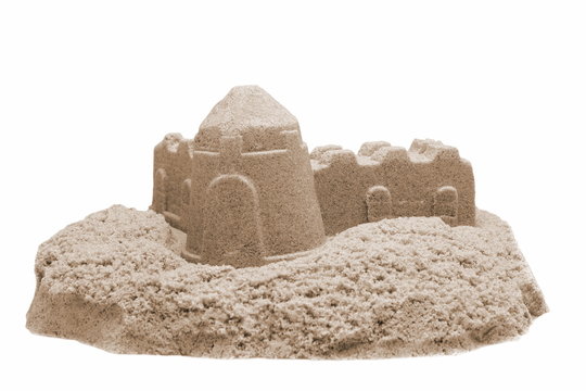 Sand Castle Isolated On White Background