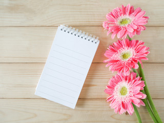 Notebook and pink flower 2
