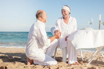 senior couple celebrating golden wedding day