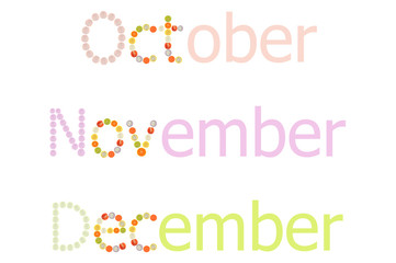 October to December word on white background