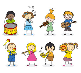 group children with musical instruments