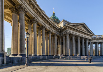 A view of  Kazan Cathedral in Saint-Petersburg at the sunny spring day