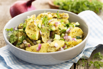 Potato salad with pesto sauce